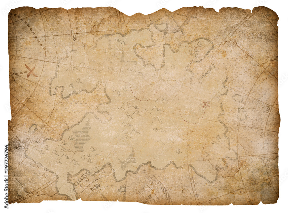 old pirates treasure map isolated on white Stock Photo | Adobe Stock