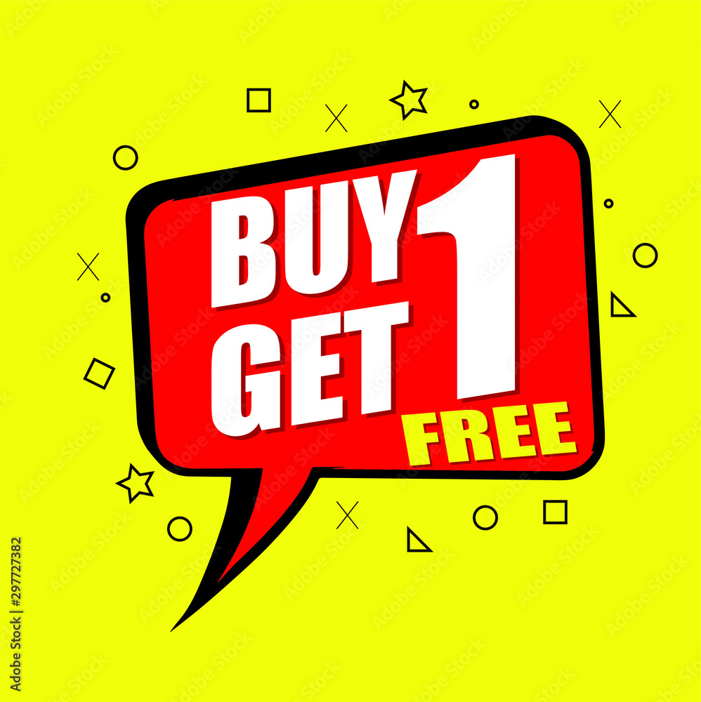 Buy 1 Get 1 Free, sale speech bubble banner, discount tag design template, app icon, vector illustration.editable text Buy 1 Get 1 Free, sale speech bubble banner, discount tag design template, app icon, vector illustration.editable text
