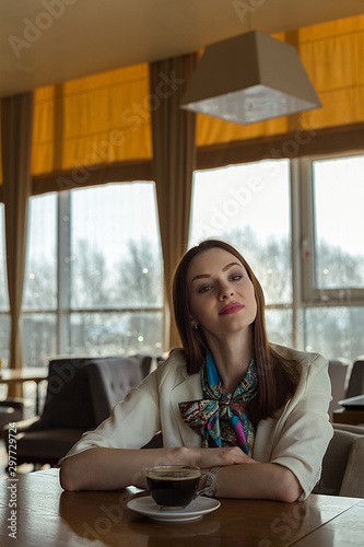 young woman in cafe