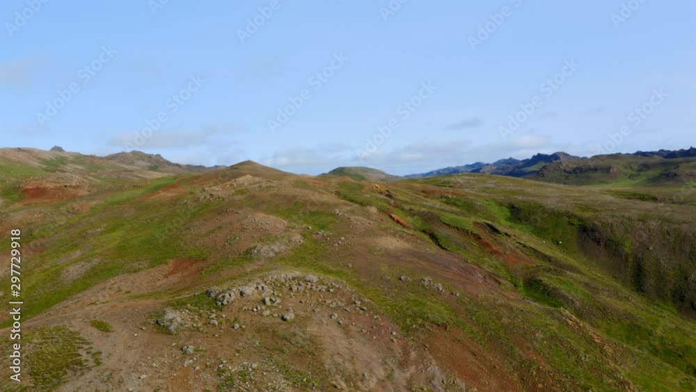 Aerial view of beautiful scenery with view to volcanic hills in Iceland Aerial view of beautiful scenery with view to volcanic hills in Iceland