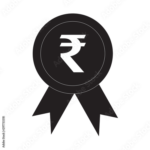 Ribbon of Rupee icon award, Cryptocurrency symbol