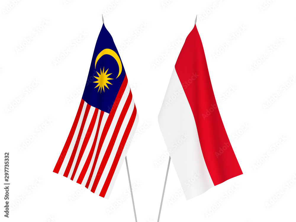 Indonesia and Malaysia flags