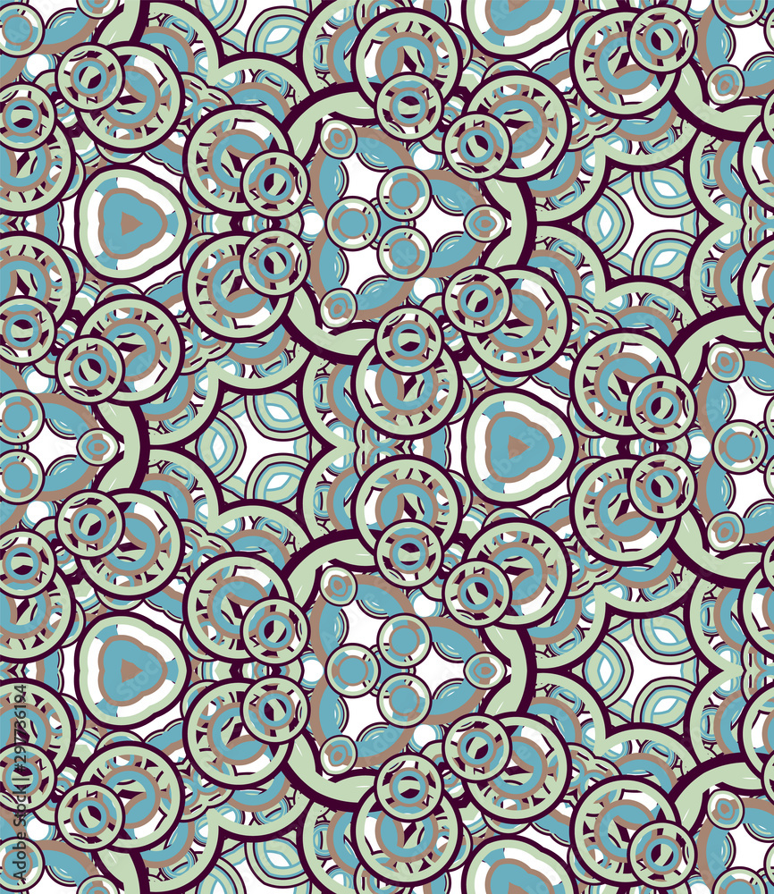 Kaleidoscope seamless pattern. Colored geometric abstraction on white background. Useful as design element for texture and artistic compositions.