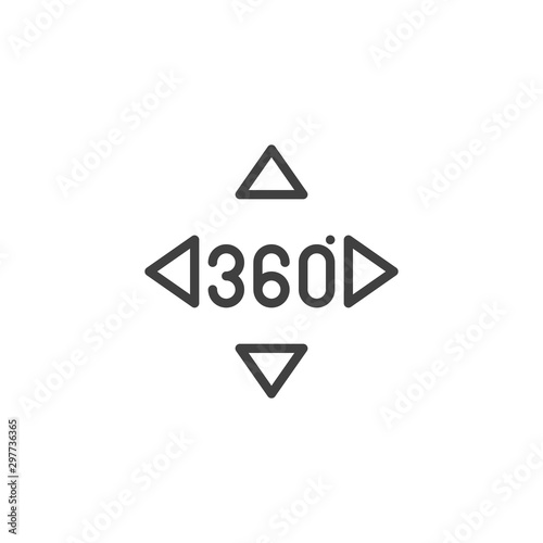 Free Download 360 degrees controller buttons line icon. Panoramic view linear style sign for mobile concept and web design. 360 rotation sign outline vector icon. VR technology symbol, logo illustration - GFXLoad
