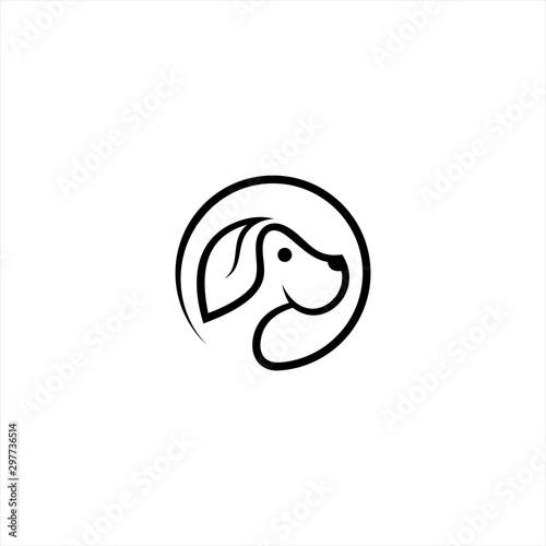 circle dog face logo. dog line art illustration. doggy shop logo