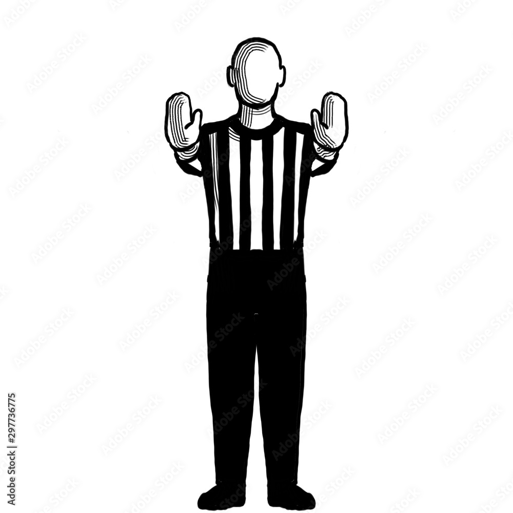 Basketball Referee 10-second violation or charging pushing Hand Signal  Retro Black and White Stock Illustration | Adobe Stock