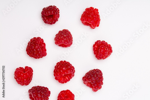 fresh raspberries isolated on white background