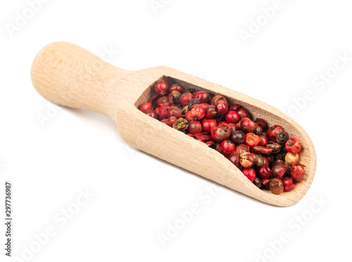 Red pepper peas in scoop