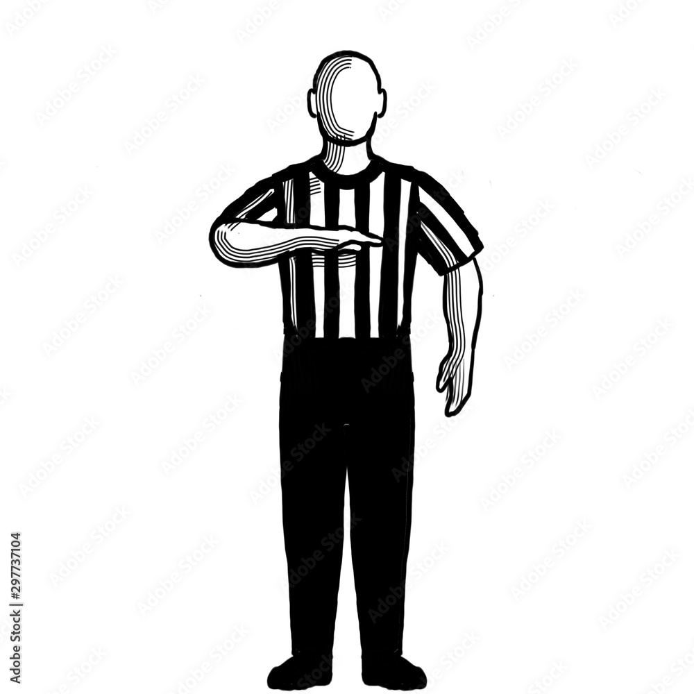 Basketball Referee visible count Hand Signal Retro Black and White