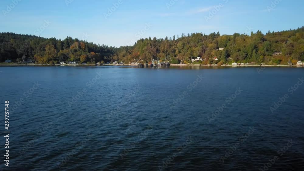 Approaching and docking at the ferry terminal on Vashon Island, hyper lapse, time lapse