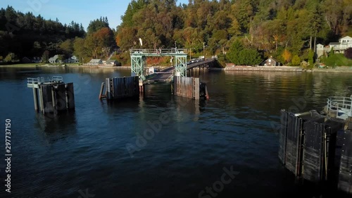 Docking at the ferry terminal on Vashon Island as seen in reverse, hyper lapse, time lapse photo