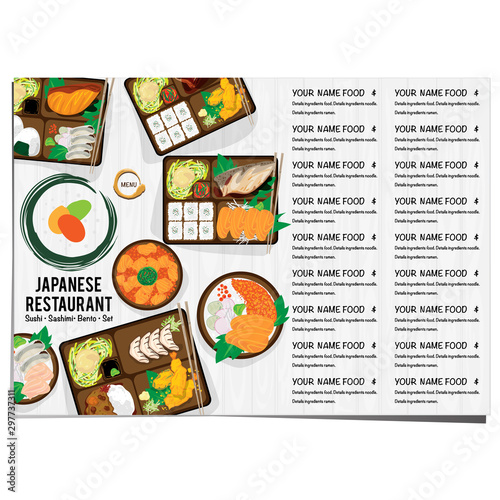 bento sushi set japanese food restaurant menu template design graphic