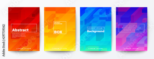 Set of abstract isometric cube rod on gradient background. Minimal futuristic background for Brochure, Flyer, Poster, leaflet, Annual report, Book cover, Banner, Presentation, Website, App, wallpaper.