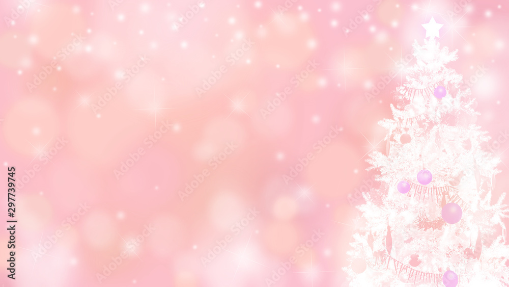 真っ白なクリスマスツリーと粉雪のバックグラウンド 真っ白なクリスマスツリーと粉雪のバックグラウンド