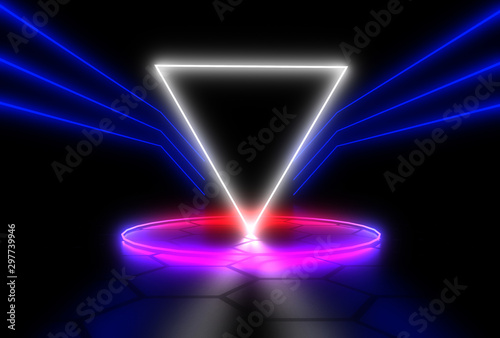 Wallpaper Mural 3D abstract background with neon lights . 3d illustration Torontodigital.ca