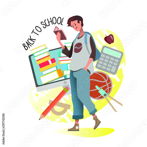 young boy reading book ready to be back to school