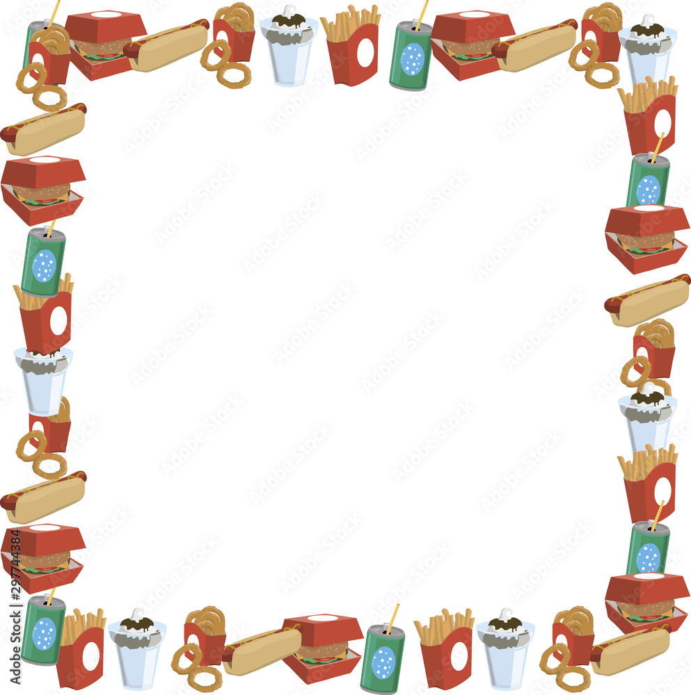 Obraz premium food and drinks pattern over white background vector illustration