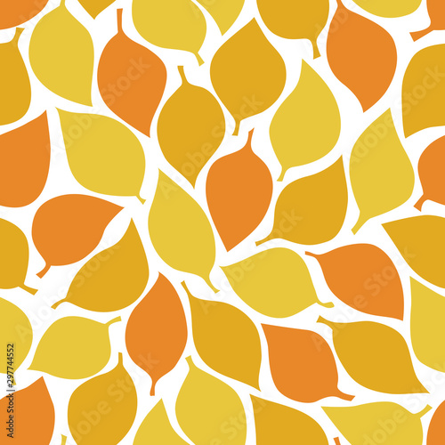 Autumn leaves seamless pattern. Yellow and orange color leaves texture on the transparent background. Vector illustration.