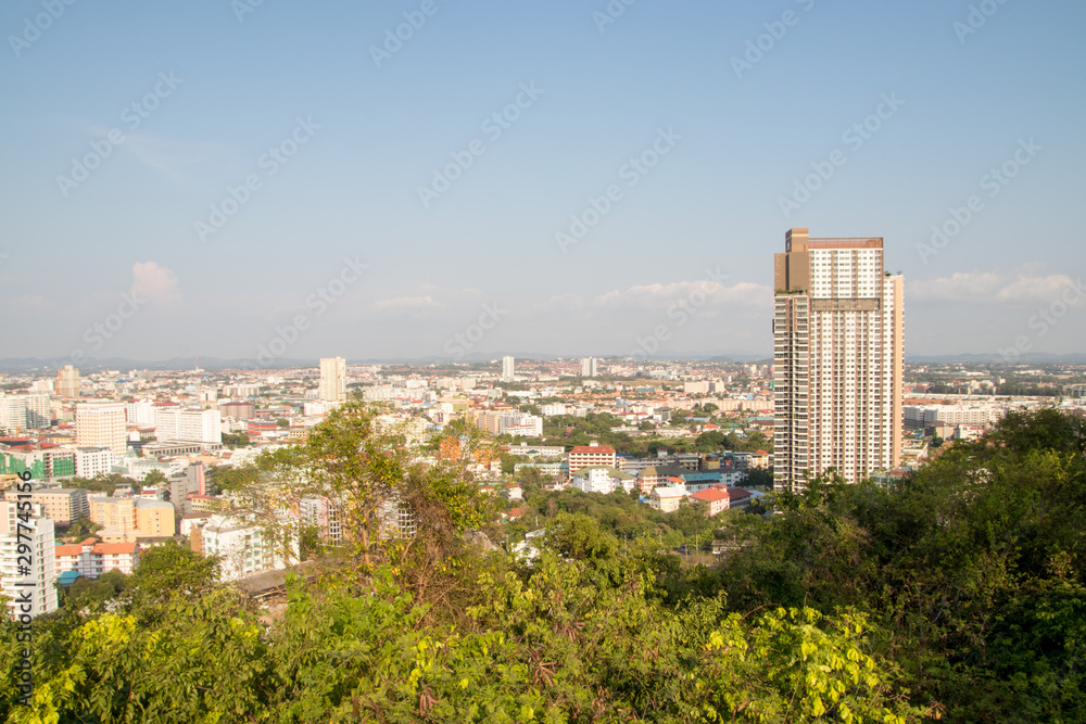 Top view of Pattaya city, Thailand. Panoramic view of Pattaya