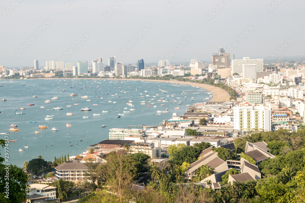 Top view of Pattaya city, Thailand. Panoramic view of Pattaya