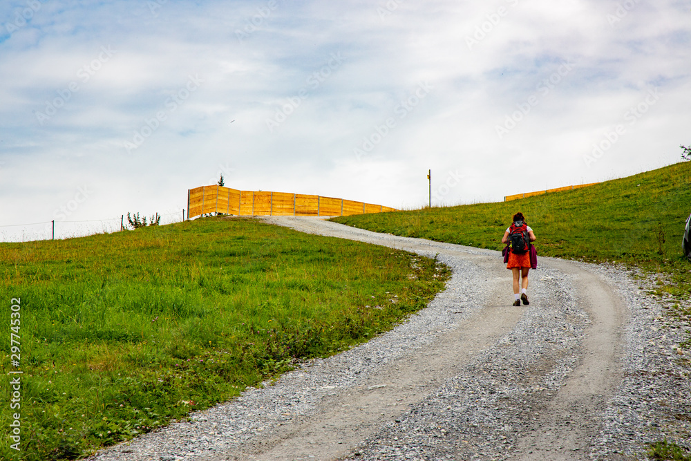 Woman hiking in the Alps