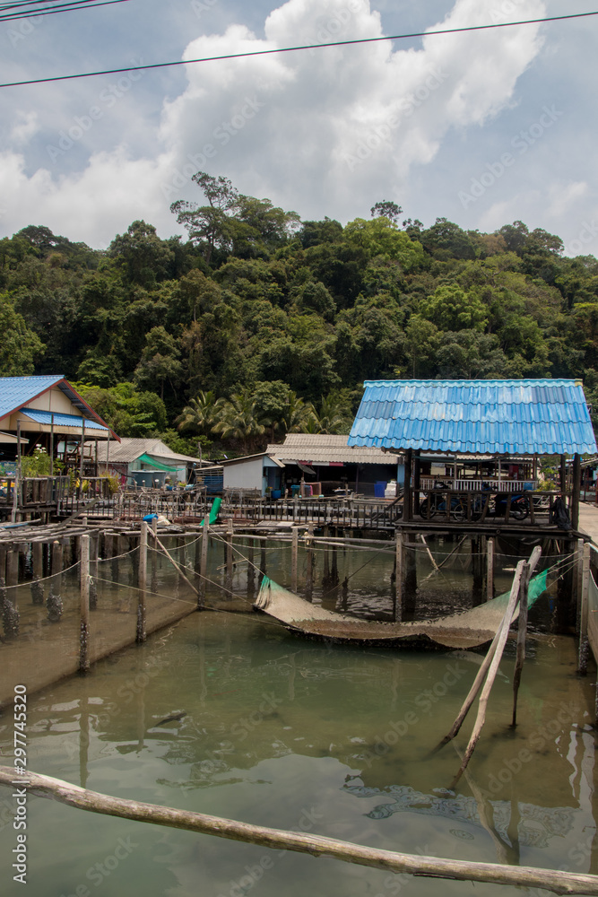 Koh Kood, Thailand - April, 2019: fishing village Ban Ao Yai, Ko Kut Island