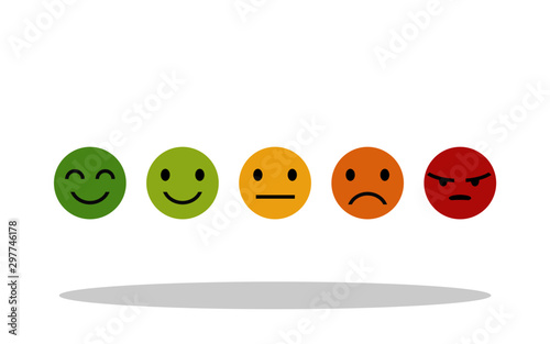 5 different emotions icon in flat style. Emotions symbol for your web site design, logo, app, UI Vector EPS 10.