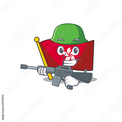 Army flag hongkong cartoon isolated the character