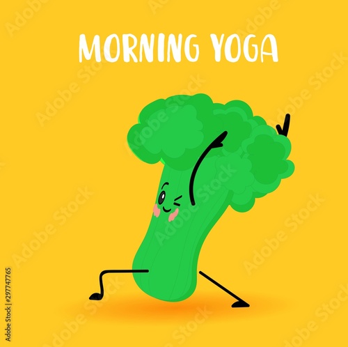 Broccoli goes in for sports. Vegetable character..