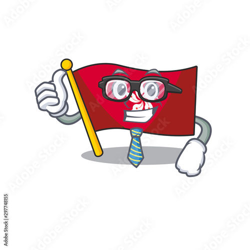Businessman flag hongkong clings to mascot wall