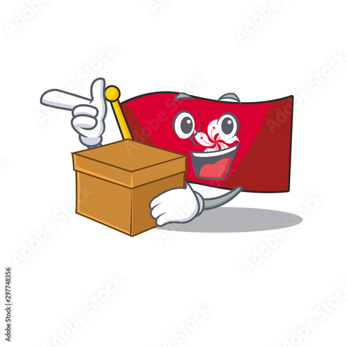 With box flag hongkong clings to mascot wall