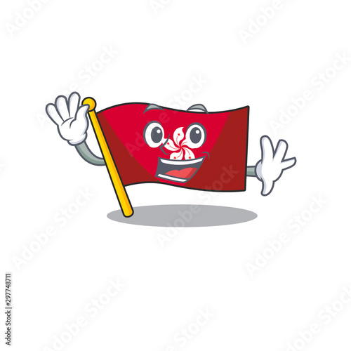 Waving flag hongkong clings to mascot wall