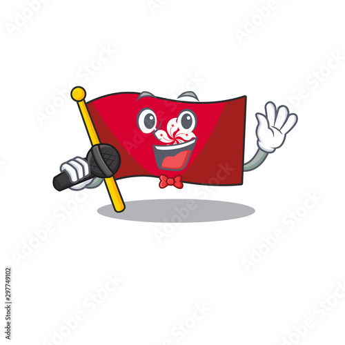 Singing flag hongkong character with cartoon shape