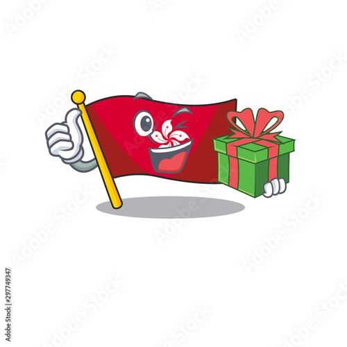 With gift flag hongkong character with cartoon shape