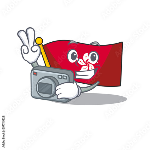 Photographer flag hongkong character with cartoon shape