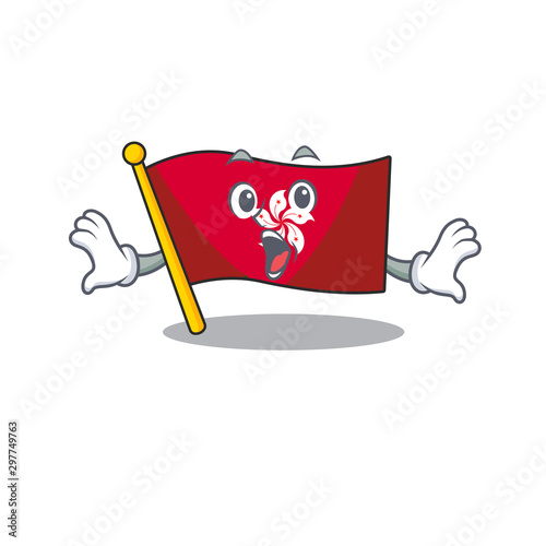 Surprised flag hongkong character with cartoon shape
