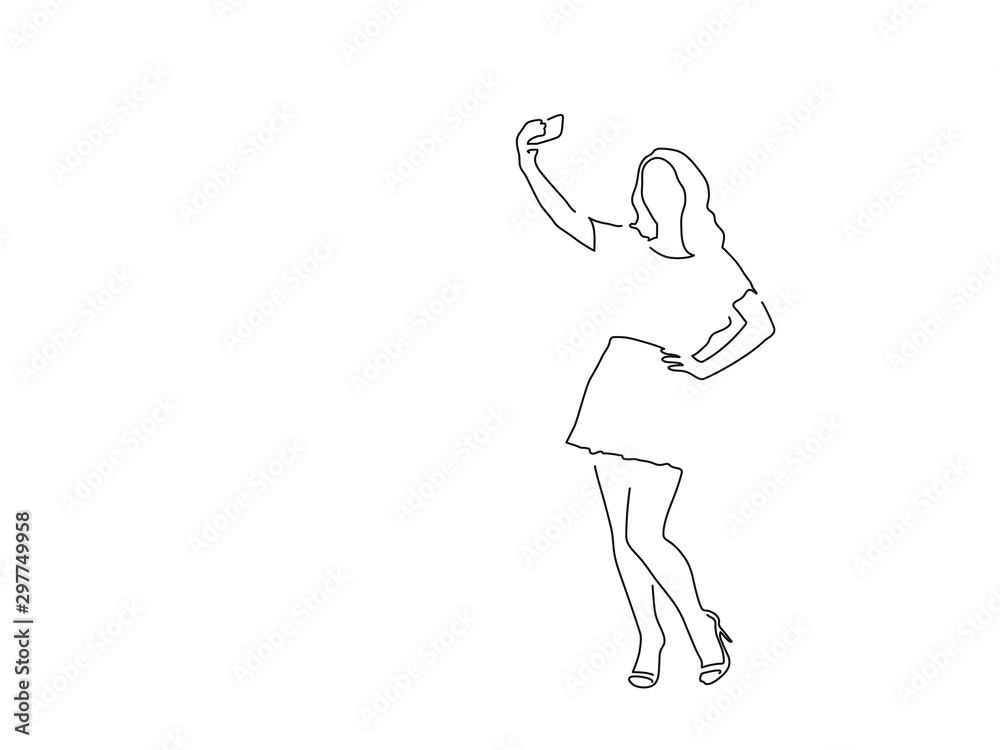 People using technology line drawing, vector illustration design. Friends collection. People using technology line drawing, vector illustration design. Friends collection.