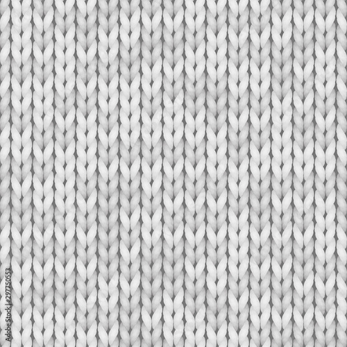 White knit seamless texture. Seamless pattern for print design, backgrounds, wallpaper. Color white, light gray.