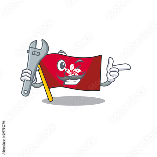 Mechanic flag hongkong on the with mascot