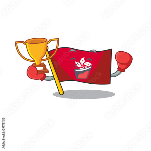 Boxing winner flag hongkong on the with mascot