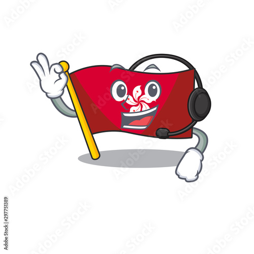 With headphone flag hongkong on the with mascot
