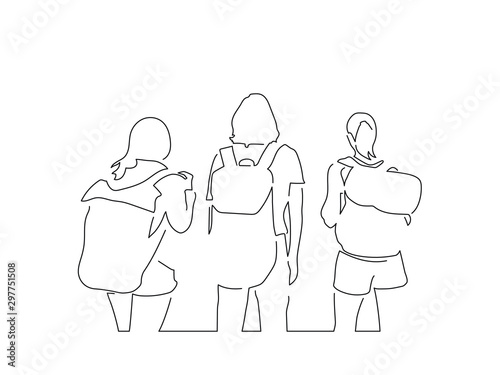 Friends line drawing, vector illustration design. Friends collection.