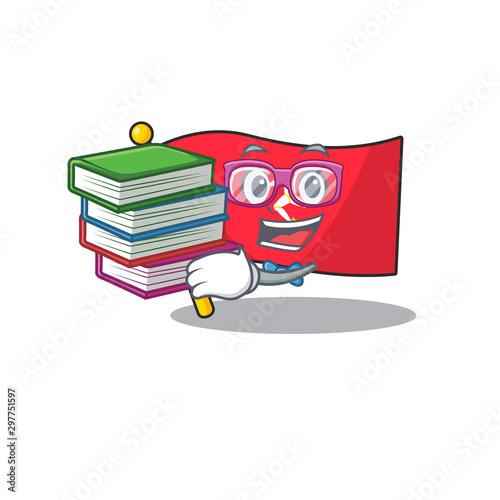 Student with book flag isle of man with cartoon photo