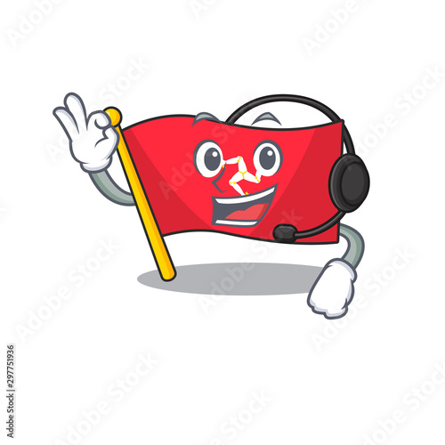 With headphone flag isle of man with cartoon photo