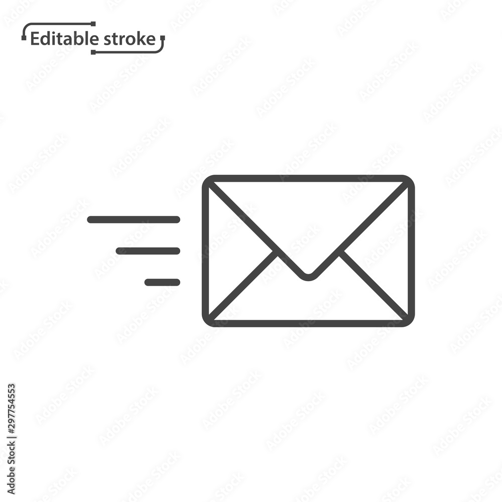 Envelope line icon, message, mail, email, letter symbol. Delivery icon. Editable stroke. Envelope line icon, message, mail, email, letter symbol. Delivery icon. Editable stroke.