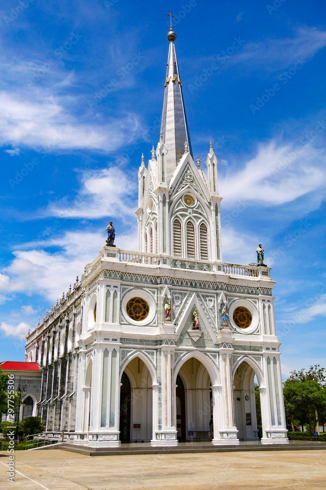 Samut Songkhram, Thailand : June-1-2019 : Nativity of Our Lady Cathedral is one of the most beautiful cathedrals in Thailand