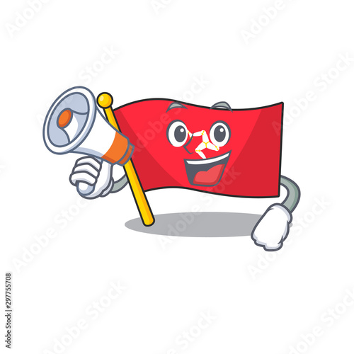 With megaphone flag isle of man the mascot