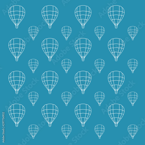 Texture mongolfiere. Set mongolfiere su sfondo azzurro ideale per background e carta da parati.