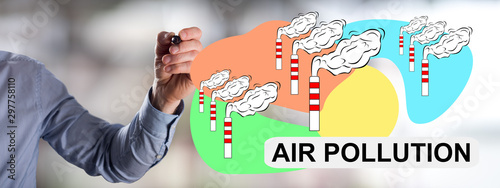 Air pollution concept drawn by a man