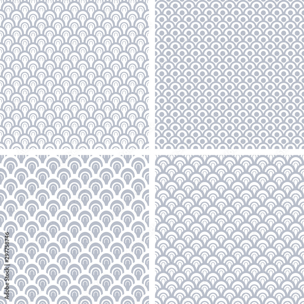 Seamless patterns set. Geometric monochrome textures.